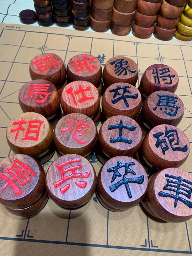 中国缅甸花梨实木象棋加厚款大号，皮革棋盘+礼盒高档收藏礼品