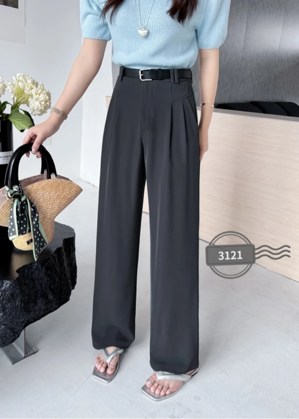 3121灰色新款N家时尚舒适休闲阔腿裤（不配腰带）