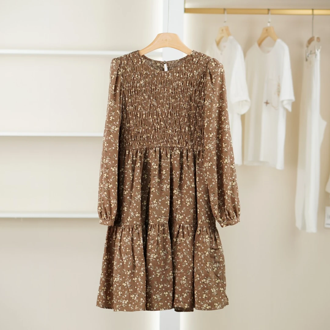 麦迪尚品【夕Y】50909129 法式洋气碎花连衣裙春秋女装商场同款