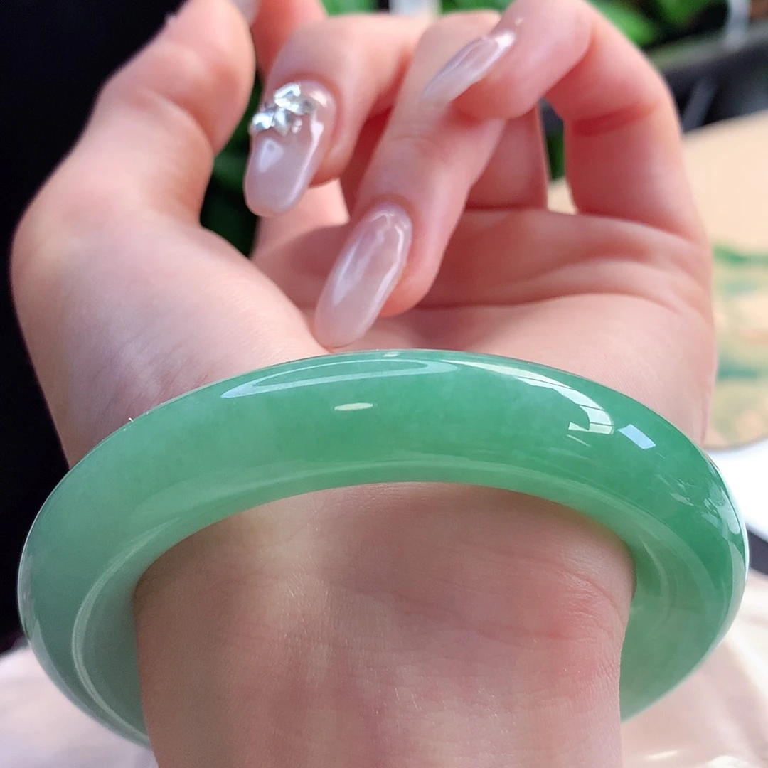 未镶嵌手镯翡翠天然A货翡翠55-56卡双十二胖圆富婆绿11号