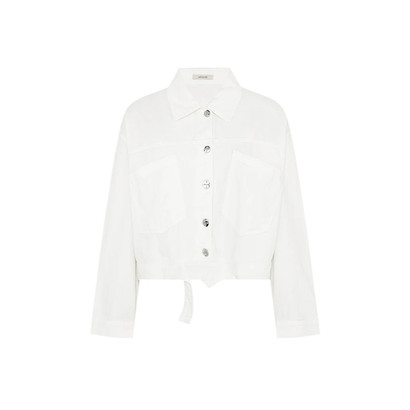 美洋MEIYANG【现货】白耳牛仔外套 棉麻混纺短款宽松长袖上衣夹克