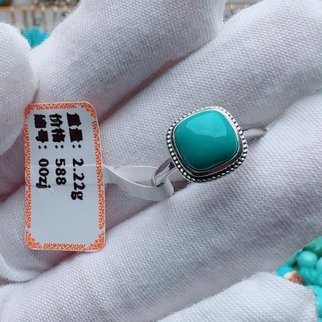 绿松石银S925镶嵌戒指