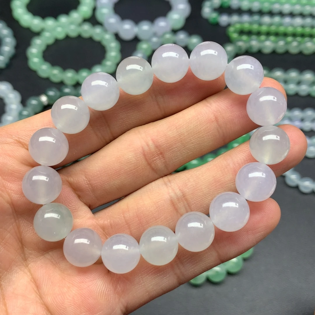 翡翠未镶嵌手串马卡龙