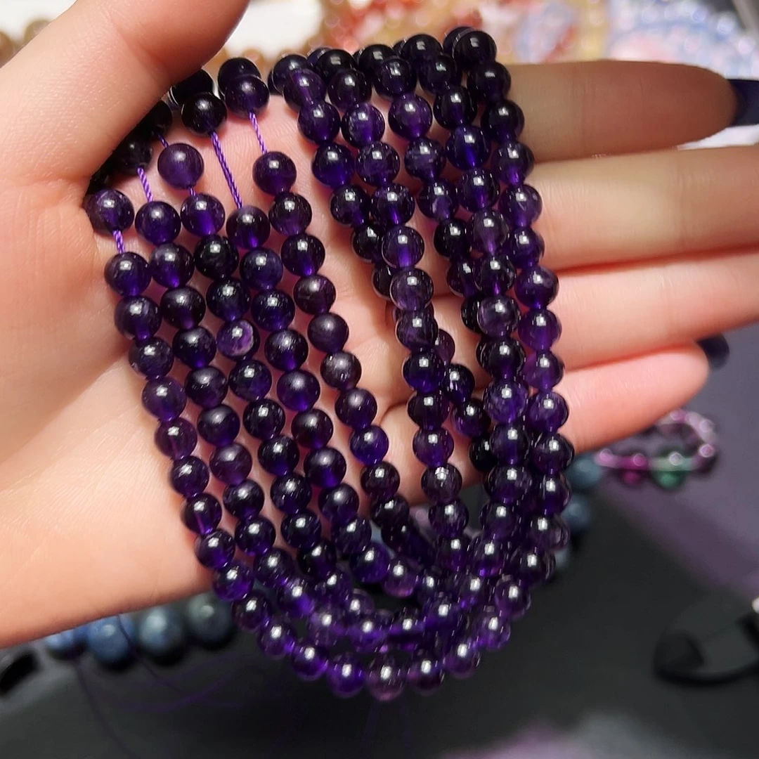 未镶嵌手链水晶紫超七两圈6毫米10号