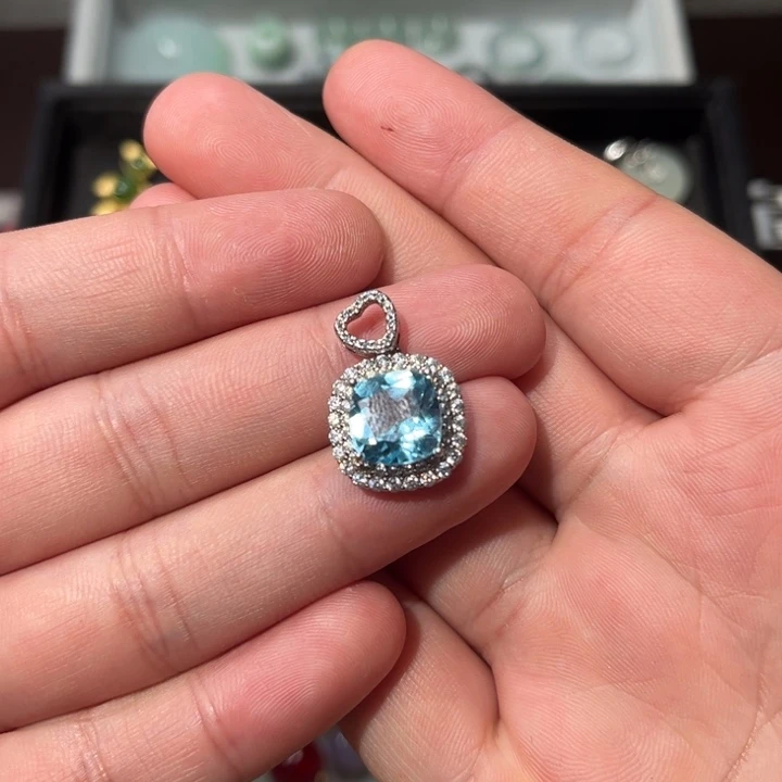 托帕石颈饰银S925镶嵌芙**妹