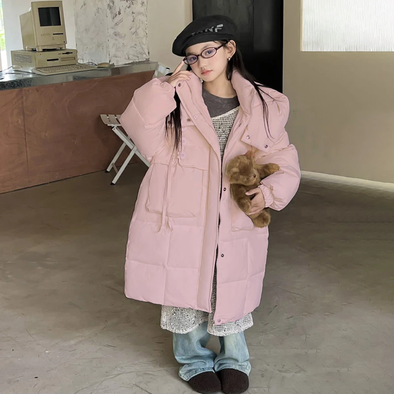 实体反季清仓儿童羽绒服童装女童中大童冬季加厚时尚休闲外套连帽