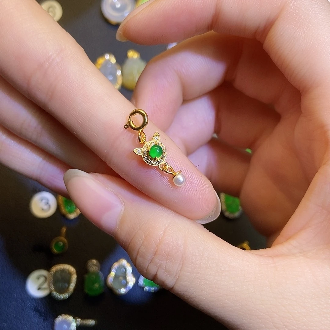 翡翠银S925镶嵌吊坠(不含链)