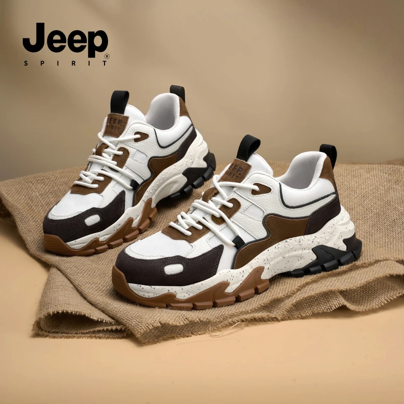 JEEPSPIRIT男鞋2025春秋季新款厚底百搭时尚运动休闲网面鞋子男款