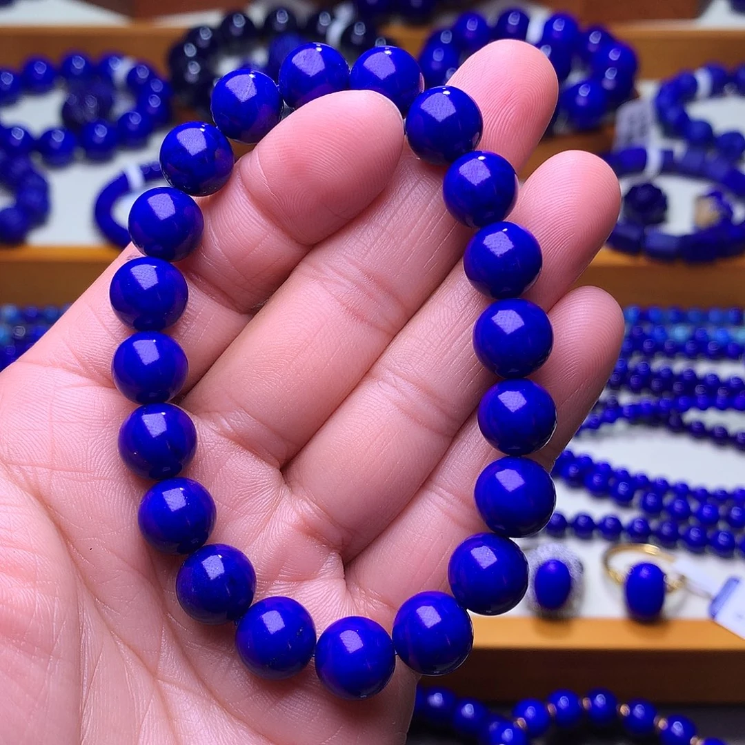 青金石未镶嵌手串10m顶级帝王青2696