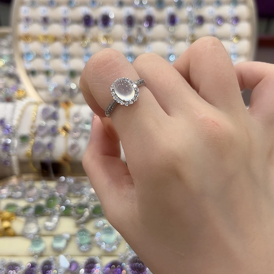 .***兮蛇纹石玉银S925镶嵌女款戒指