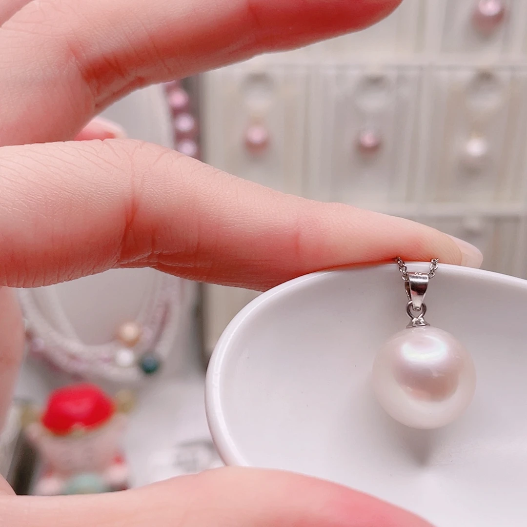 吊坠(不含链)银S925镶嵌淡水珍珠