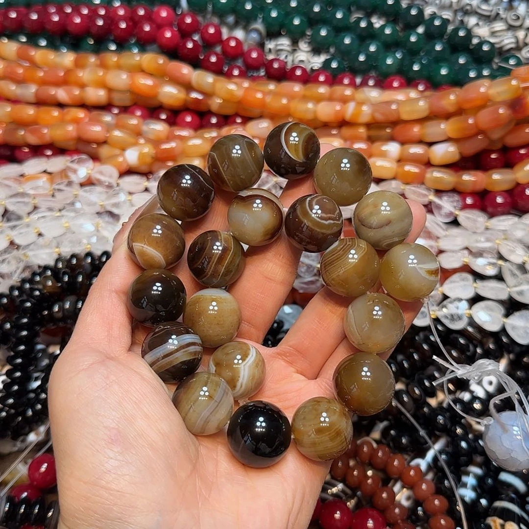 玛瑙/玉髓未镶嵌珠宝半成品20mm美拉德玛瑙一条