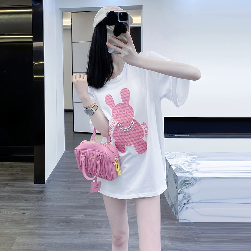 白色短袖女t恤夏季2025新款高级设计感小众不撞款独特漂亮上衣女