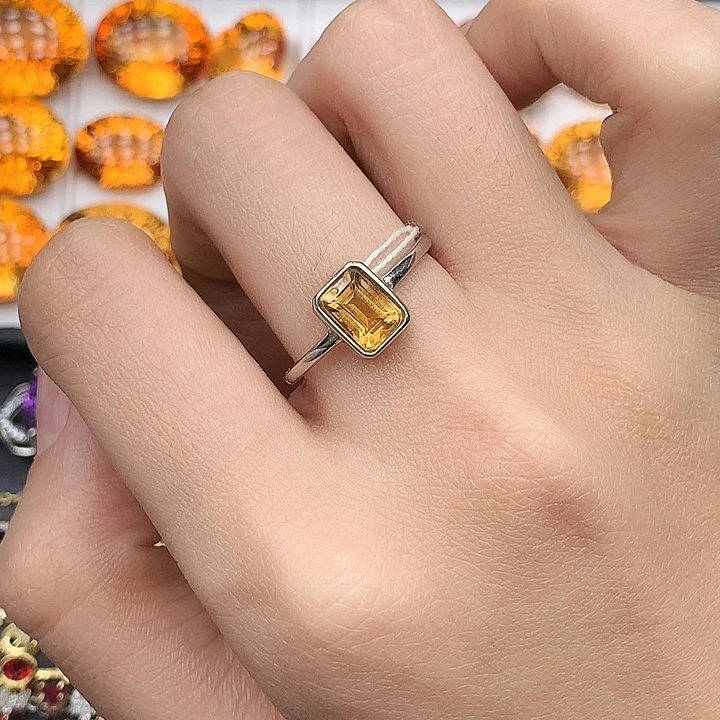 黄晶银S925镶嵌戒指