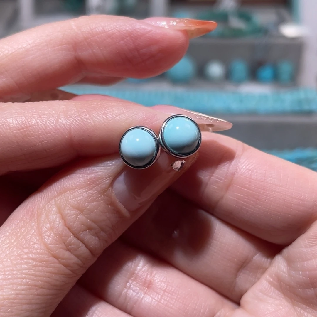 绿松石未镶嵌女士耳钉