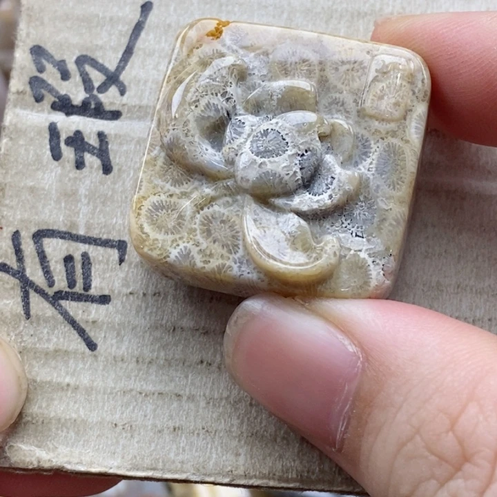 硅化珊瑚（珊瑚玉）未镶嵌颈饰溜**儿小吊坠