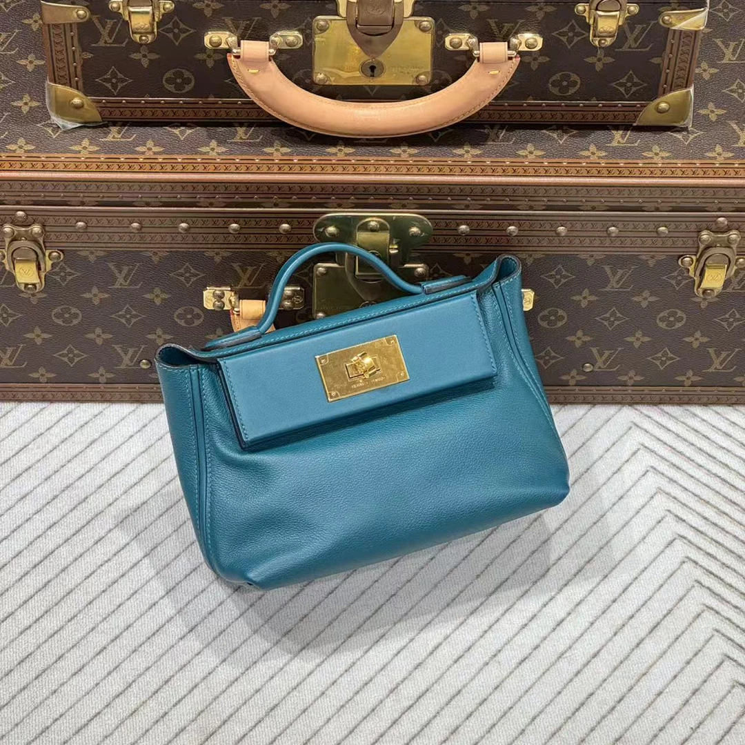 99新 Hermes/爱马仕 mini 2424 海峡绿金扣 Z刻