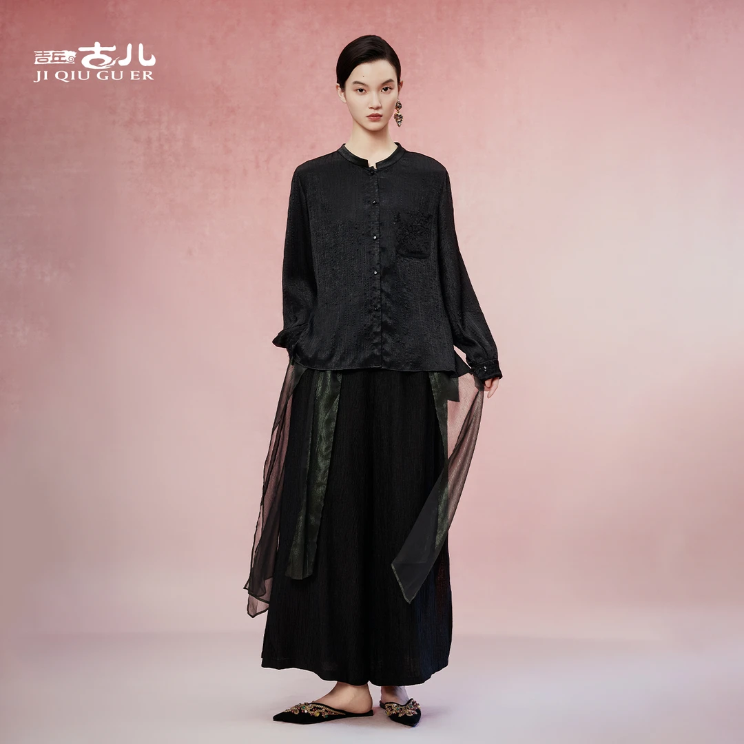 吉丘古儿夜粼国风新中式衬衫时尚休闲百搭气质时髦上衣女G253Y041