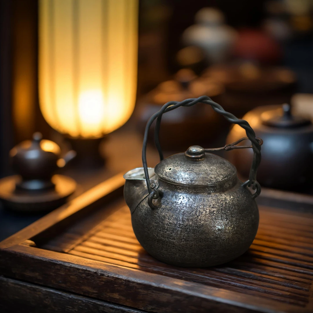 【夷嘉茗友】999银纯手工锻打大嘴提梁银壶，煮壶，煮水