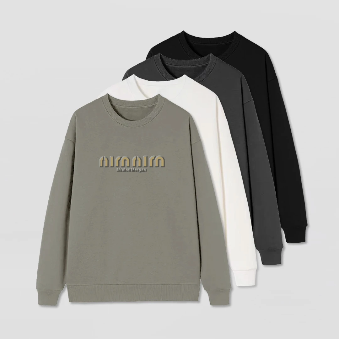 潮牌卫衣 钢印nim 钢印花春秋季男款圆领休闲上衣502175