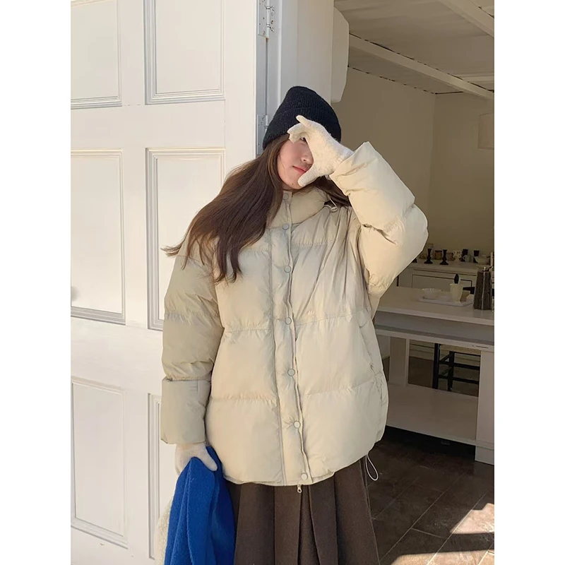 鹿十一【阿勒泰】冬季韩版90白鸭绒宽松加厚中长款羽绒服保暖厚外套