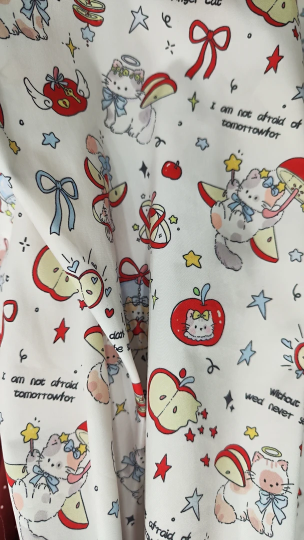 圣诞苹果猫  弹力加厚雪纺面料 明星同款