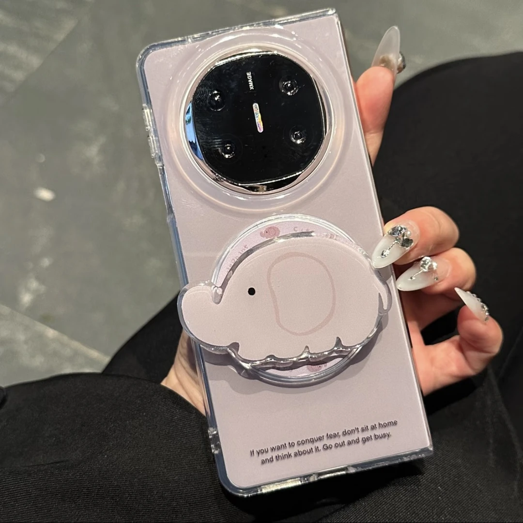 可爱灰紫小象适用华为matex6折叠手机壳matex5典藏版磁吸支架X3