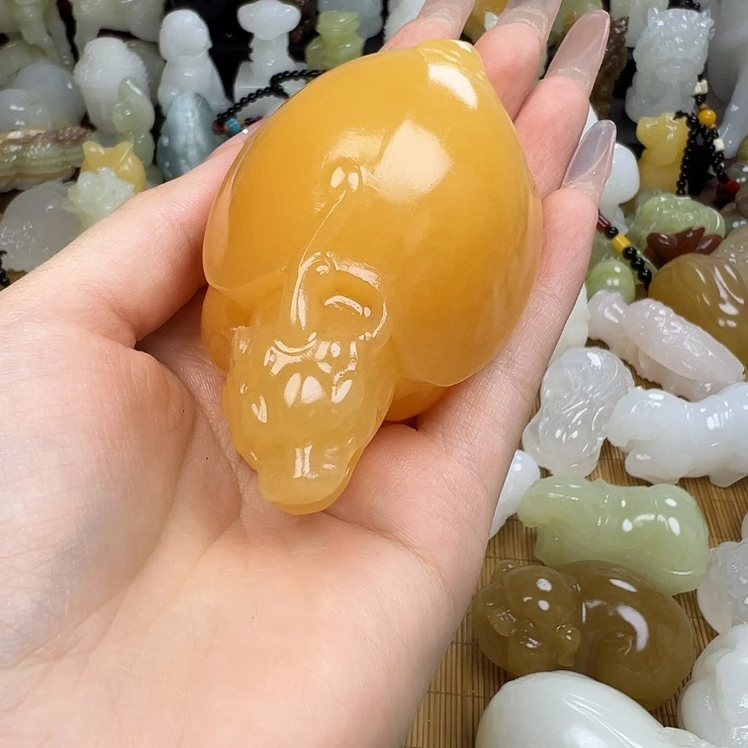 石材?****】黄糖色手把龙龟