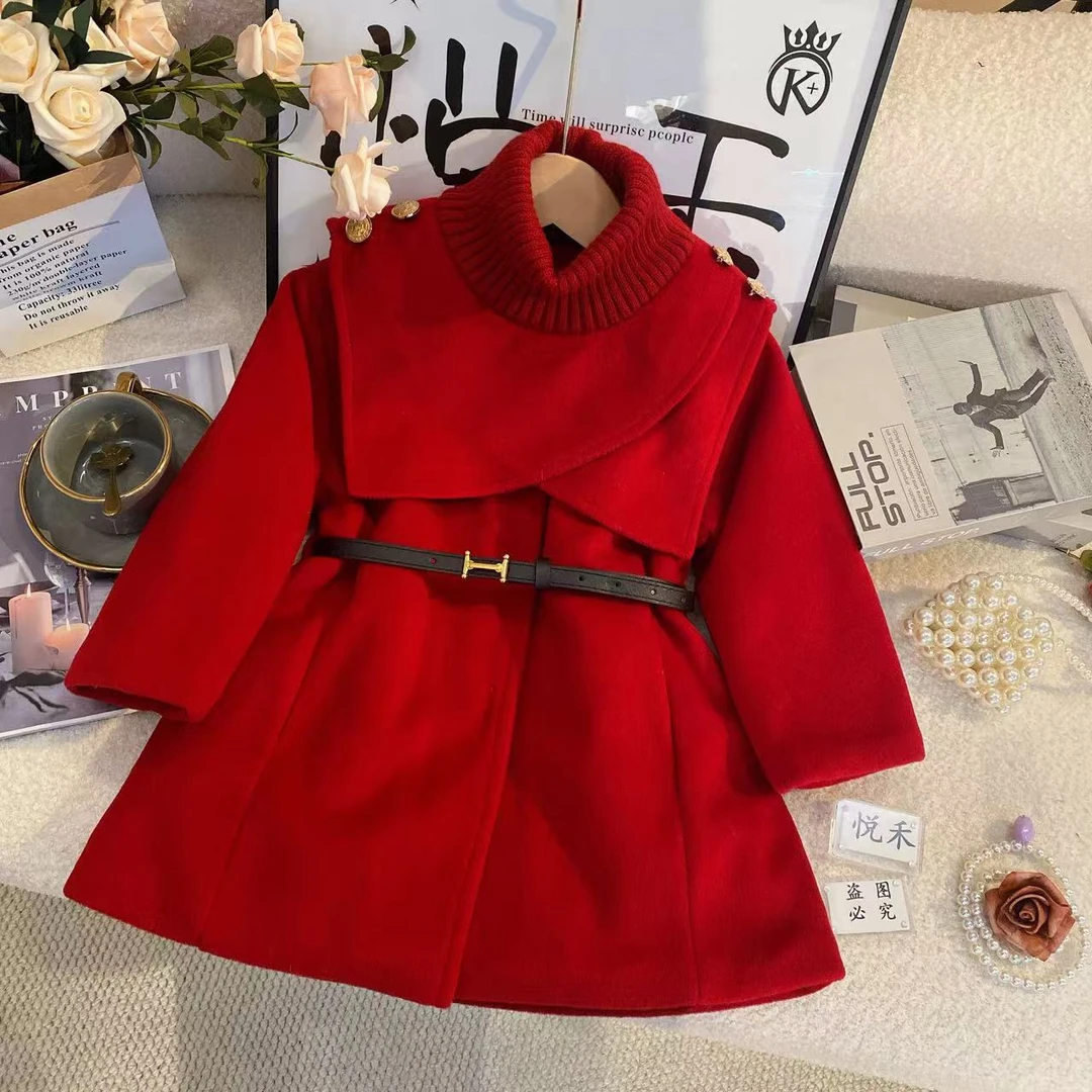 YH2025新款女新年款毛领外套暖冬女童装萌娃冬装时髦洋气外套6315