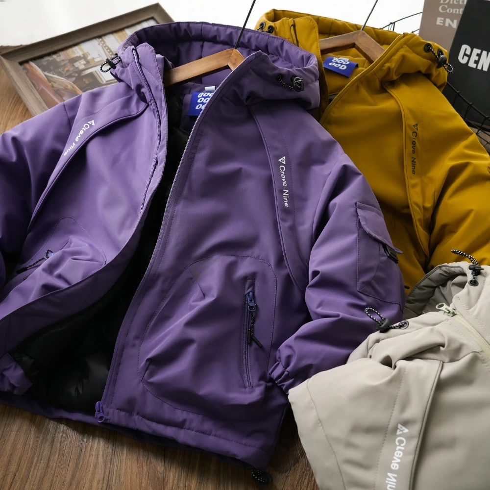 儿童冬季拼接工装口袋加厚连帽棉服中大童男童拉链外套24551