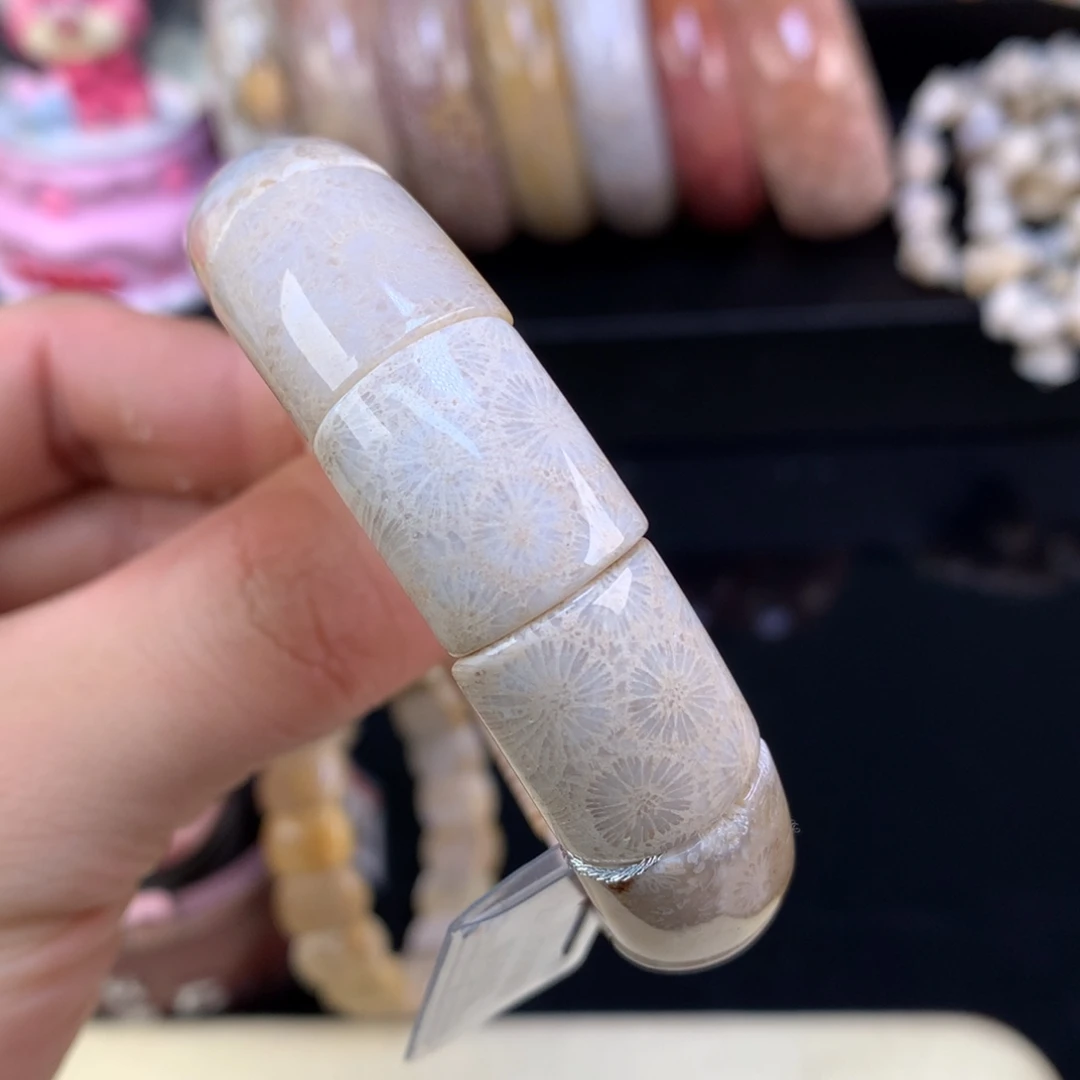 硅化珊瑚（珊瑚玉）未镶嵌颈饰35号镯牌大花