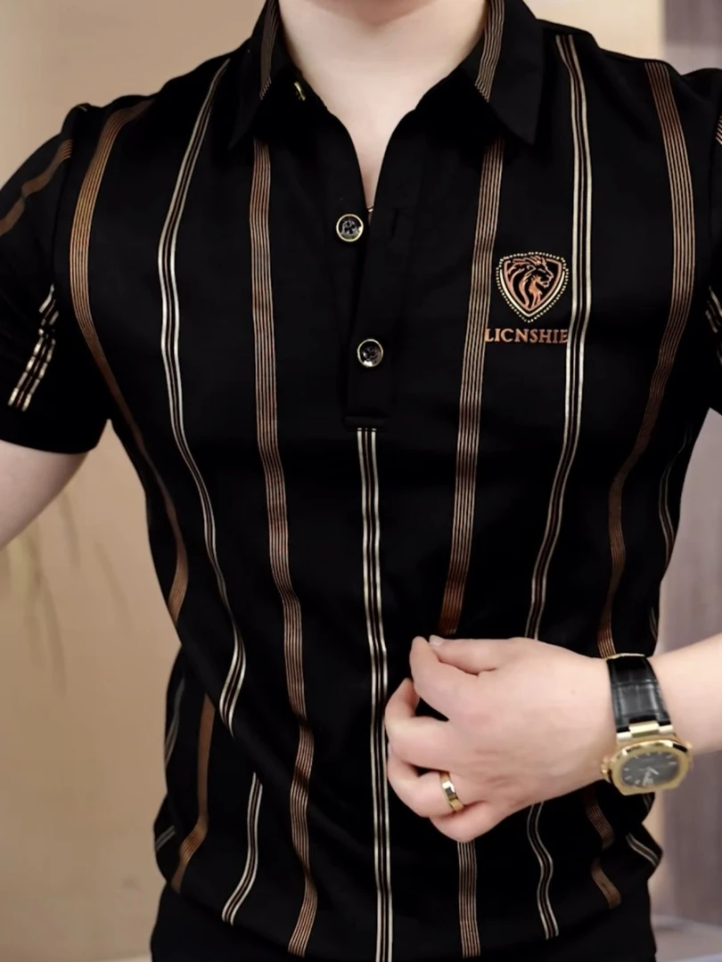 【霸道总裁】2025夏季Polo衫男士轻奢修身高品质休闲帅时尚半袖潮流