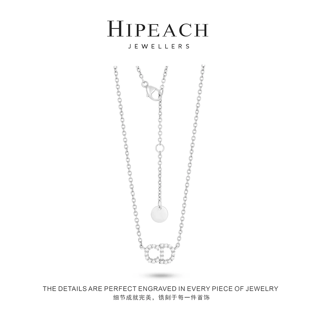 坠链均925银 链条设计满钻猪鼻项链HTZ0038 HTZ0040