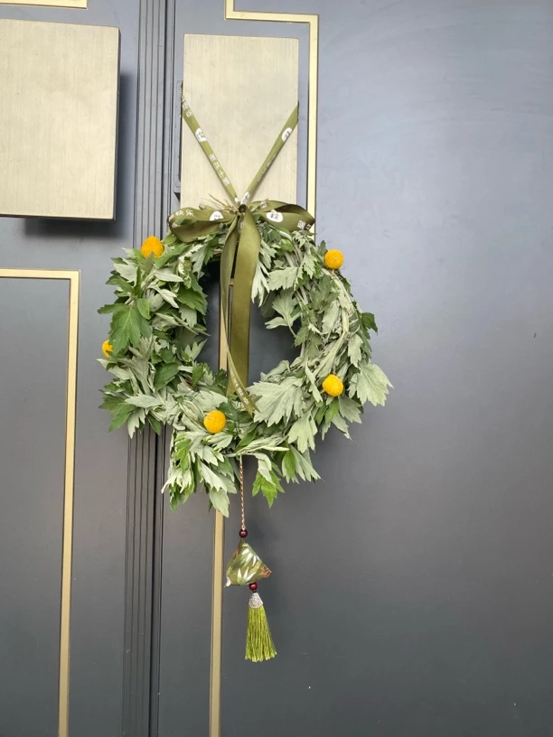 端午天然艾草花环香味花束精选国风花环新鲜