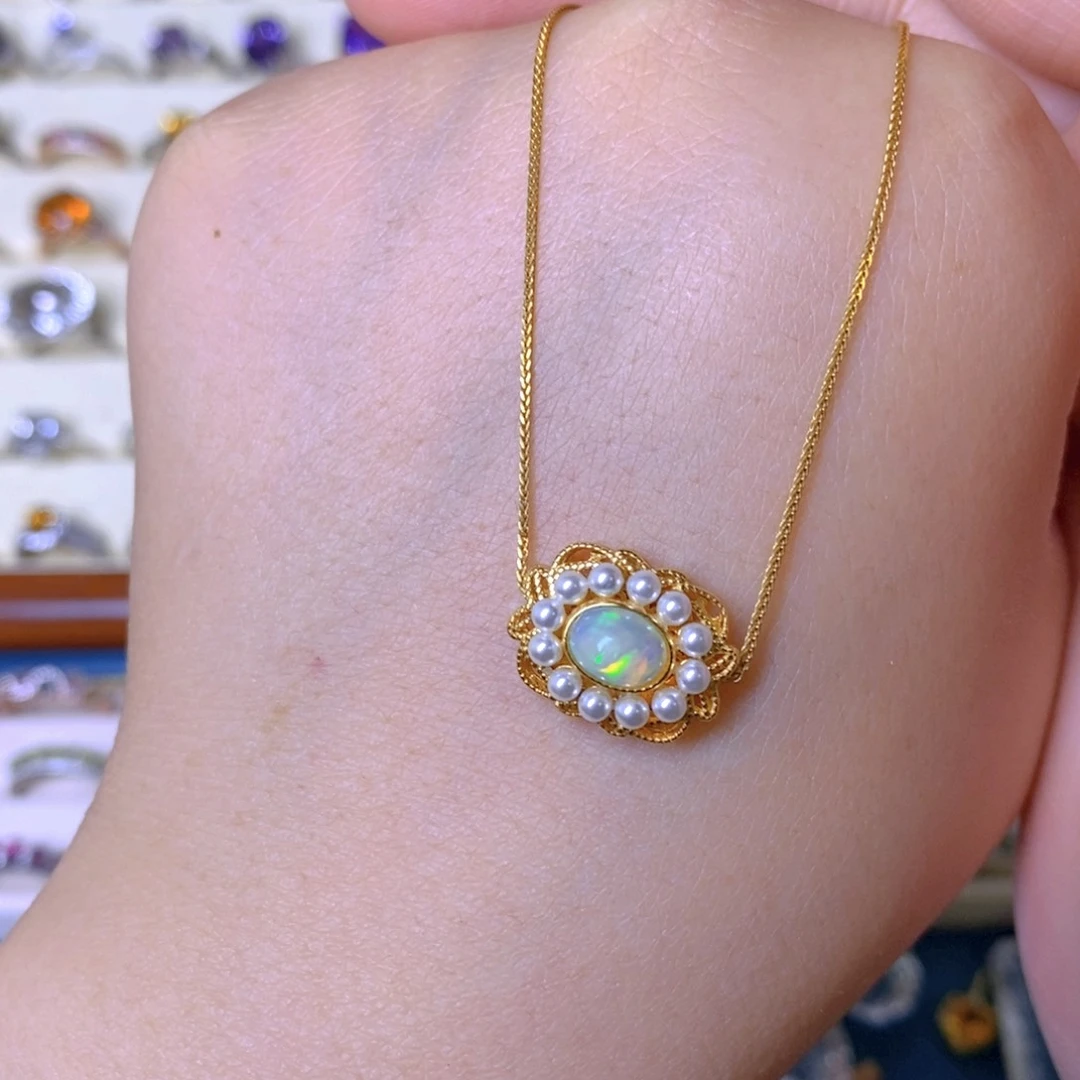 欧泊银S925镀金镶嵌吊坠(赠链)i****e