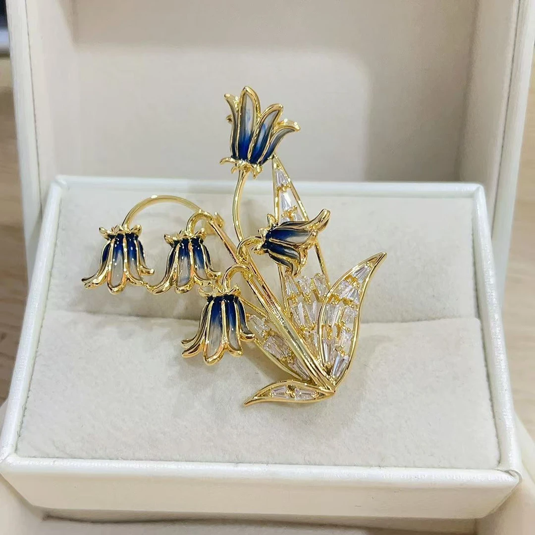 kasiya/卡思雅 铜合金珐琅胸针 精致时尚铃兰胸针百搭款