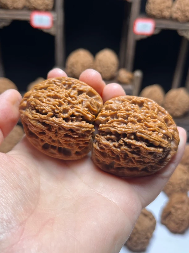 43窝底南疆石狮子头nj95文玩核桃有黄已打底纯手工打底