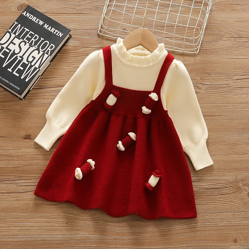 女宝针织毛衣裙2025新款秋装女童连衣裙儿童裙子周岁宝宝裙子小童