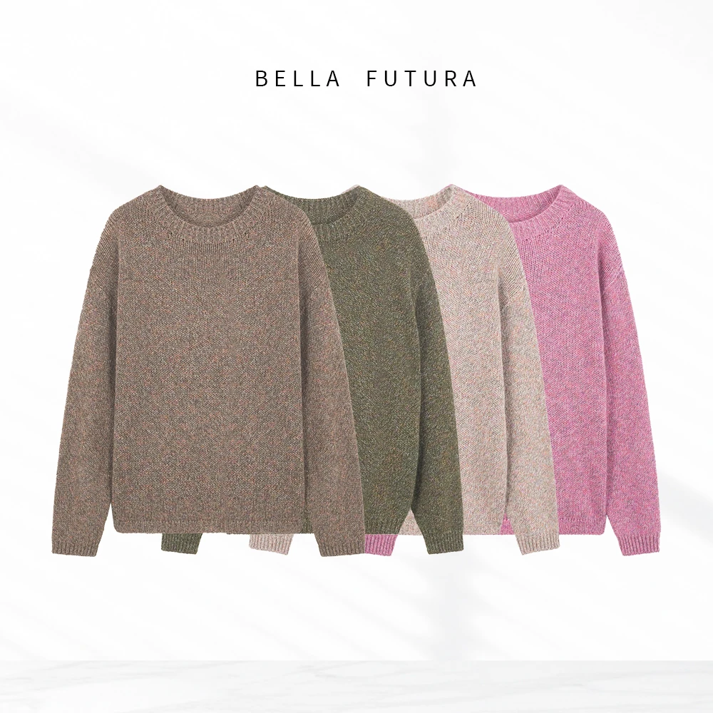 Bella Futura 半高领软糯花纱圆领宽松针织毛衣A2501101