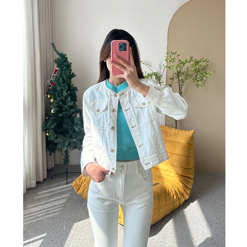 白色牛仔短外套女长袖春秋显瘦短款韩版百搭上衣小众时尚女装842