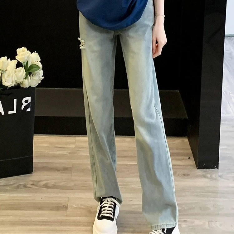 阔腿牛仔裤阔腿裤女2025夏季新款小个子高腰宽松直筒裤子