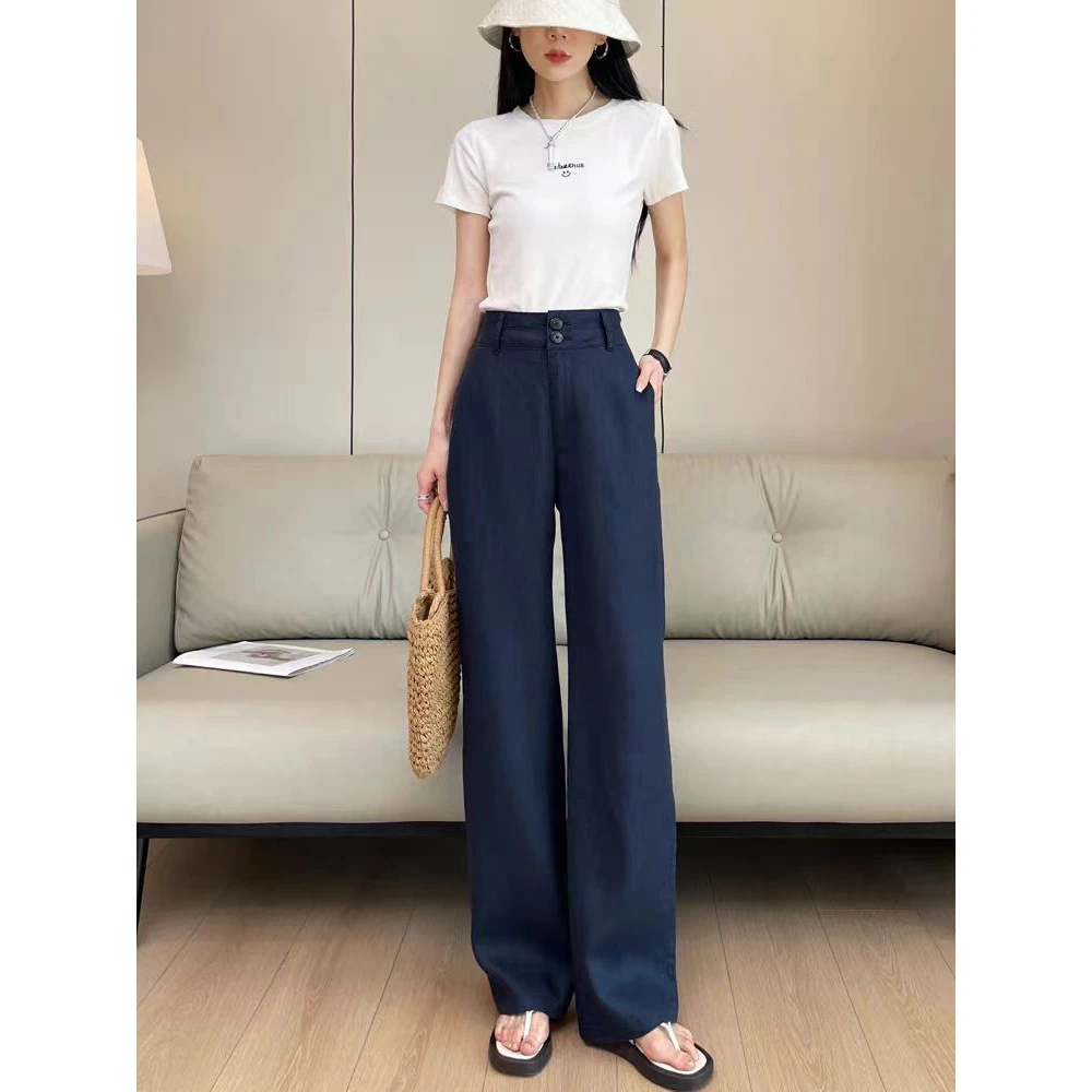 2025夏季新款高腰宽松薄款垂感直筒休闲山本裤女阔腿裤