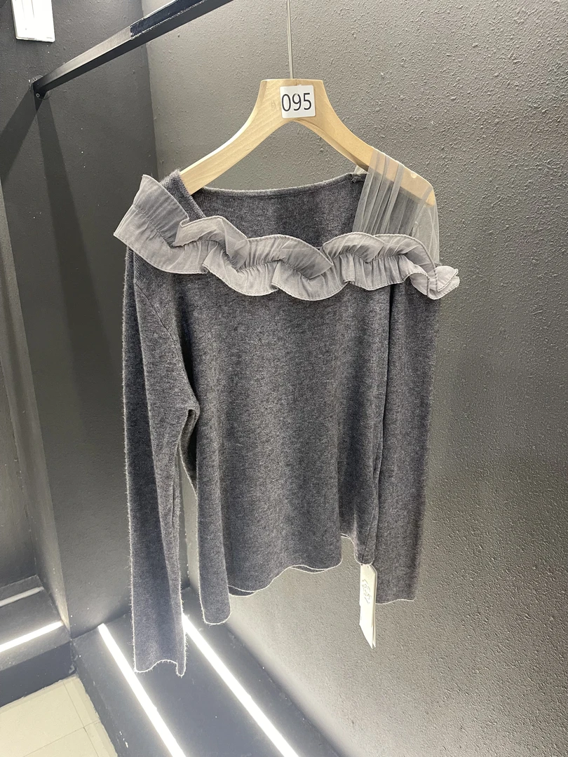 长袖常规款拼接针织常规毛针织衫女装针织衫上衣百搭