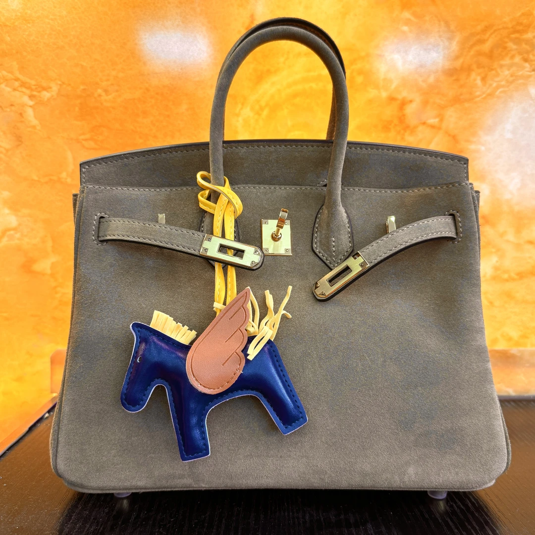 【微微】高奢真皮女包-长25*高20-中铂金麂皮棕