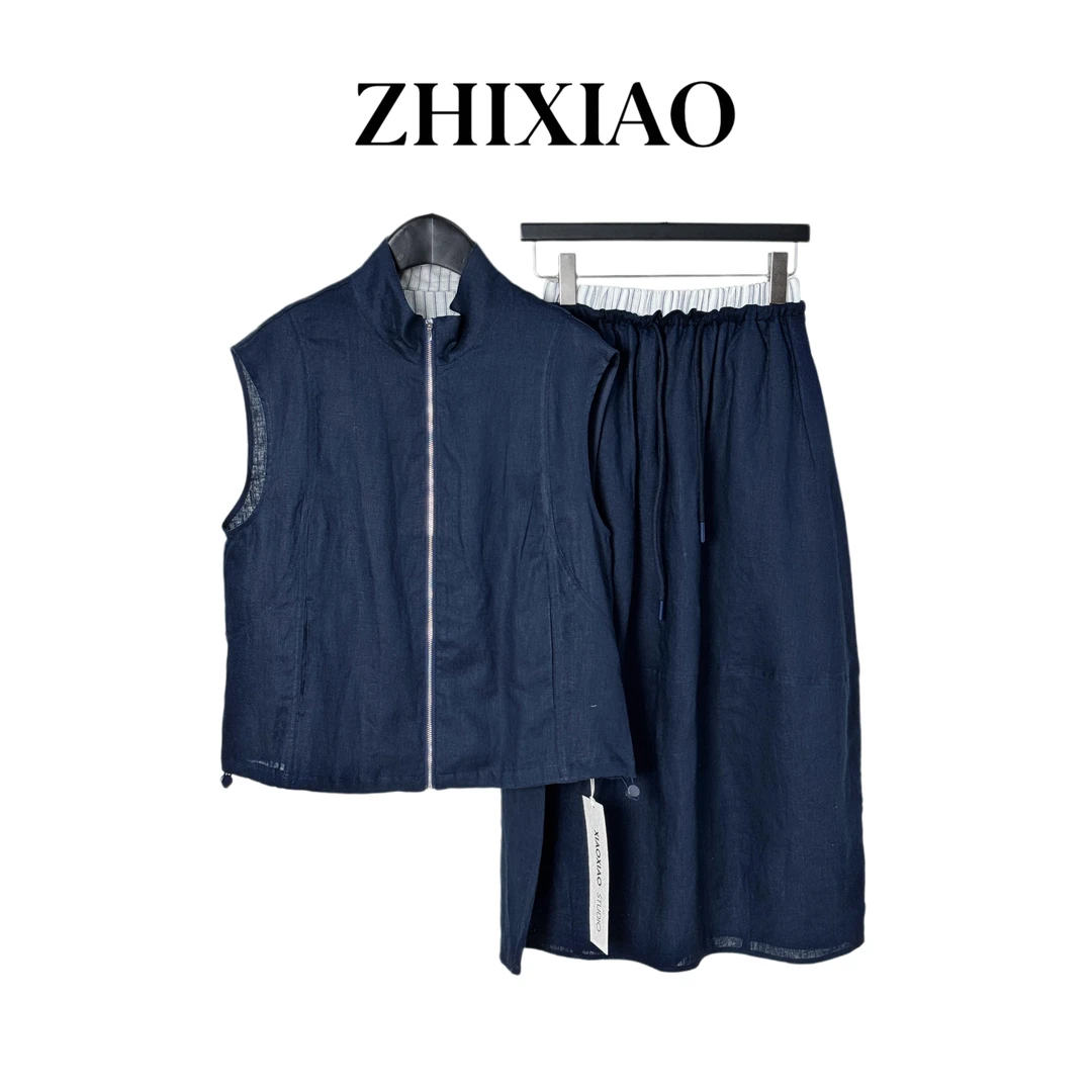 【ZHIXIAO】夏季新款：麻料无袖套装008-1