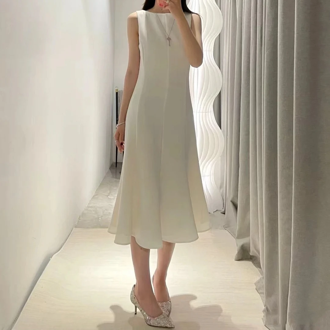 三醋酯混纺鱼尾连衣裙 夏季新款女装气质显瘦0066