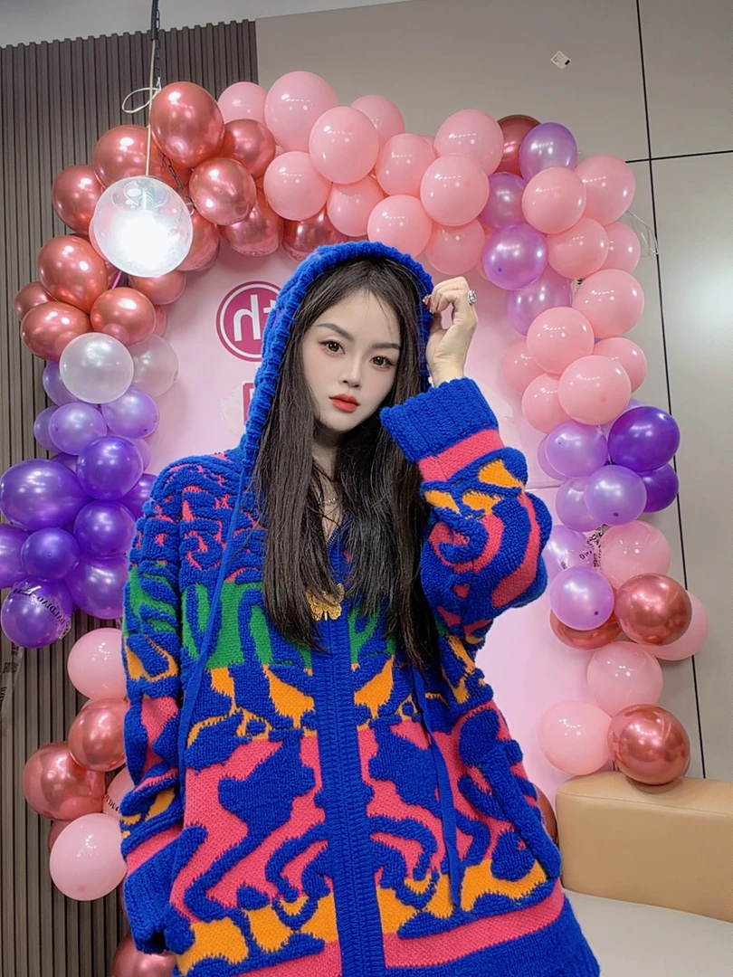 【卡诗米羊绒】25733毛巾绣拉链帽衫山羊绒100%高定轻奢女款上衣