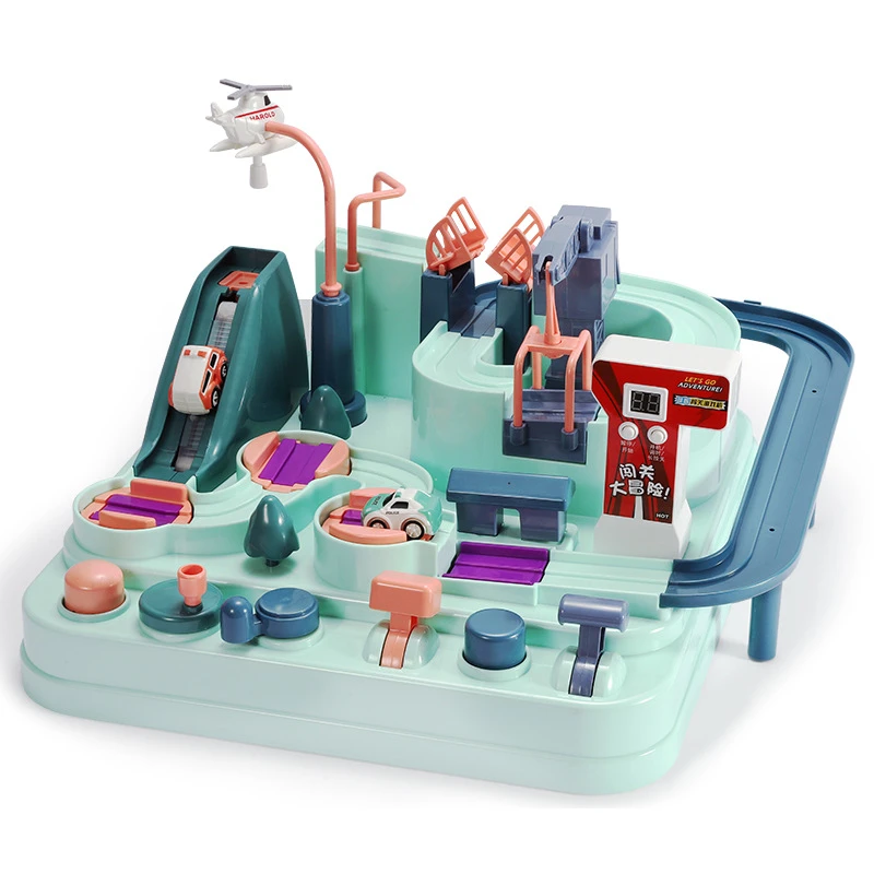 儿童大冒险轨道车汽车闯关赛车警车停车场男女玩具车车1-6岁