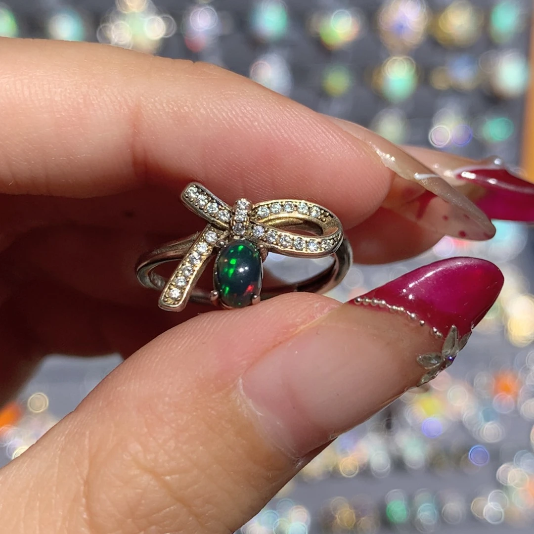 欧泊银S925镶嵌欧泊戒指y