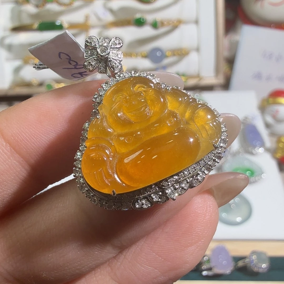 翡翠18K金镶嵌吊坠(不含链)